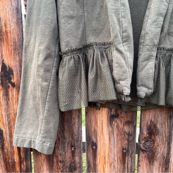 Mudd Forest Green Y2K Peplum Open Front Lace Detail Jacket, Juniors Size L - Picture 3 of 4